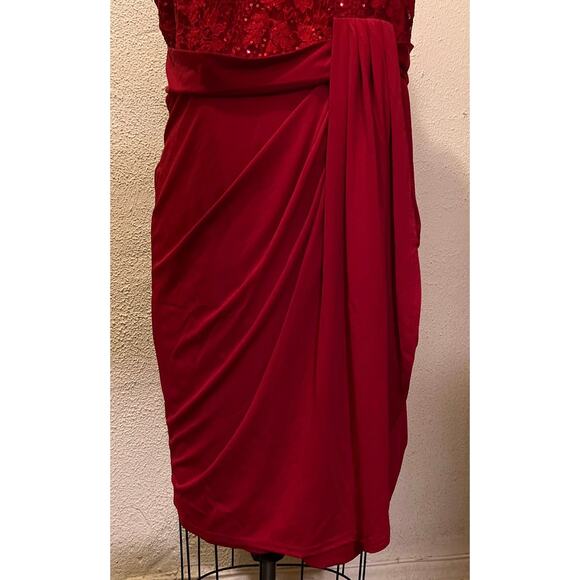 Grace Karin Contrast Fabric Sweetheart Neck Party Dress Red Size 2XL - Picture 5 of 12